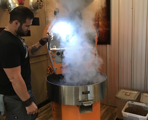 Coffee being roasted at High Octane Coffee Co.