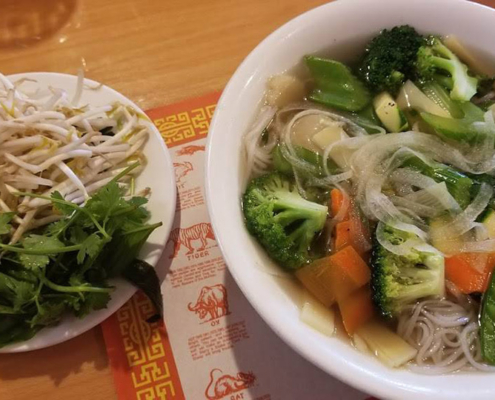 A bowl of Pho Vietnamese soup from Pho Saigon