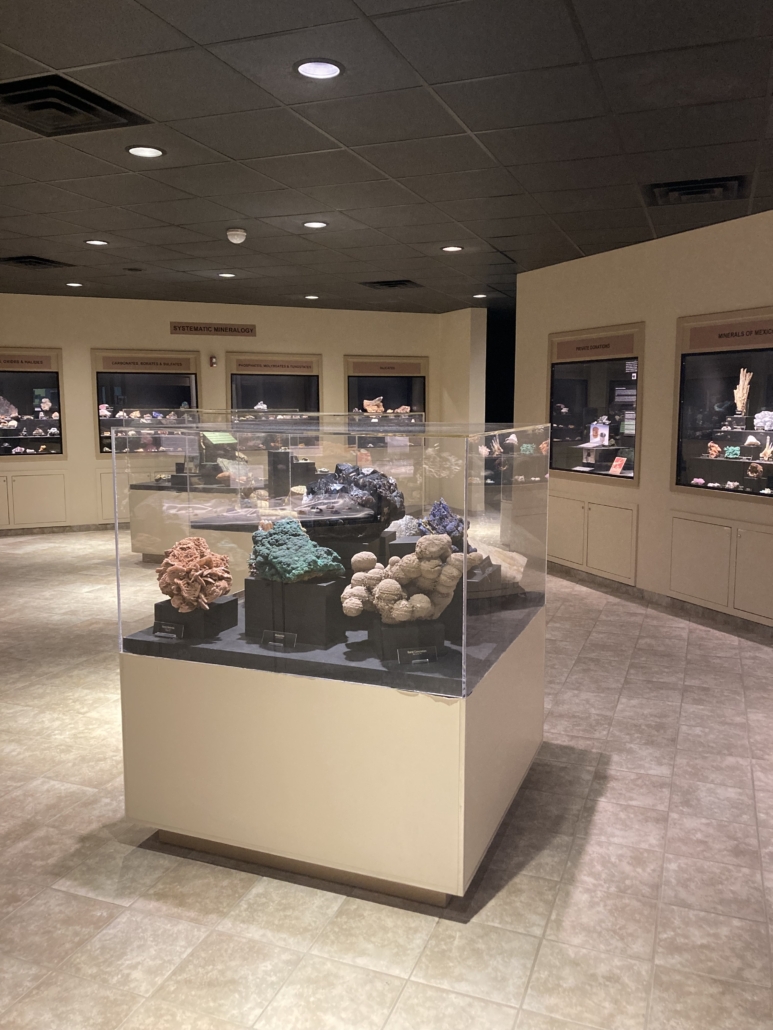 Interior of the Clarence R. Smith Mineral Museum. 