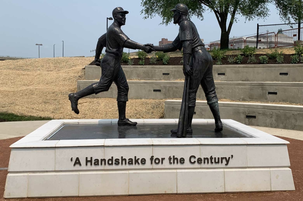 The Robinson-Shuba Statue at Wean Park In Youngstown.