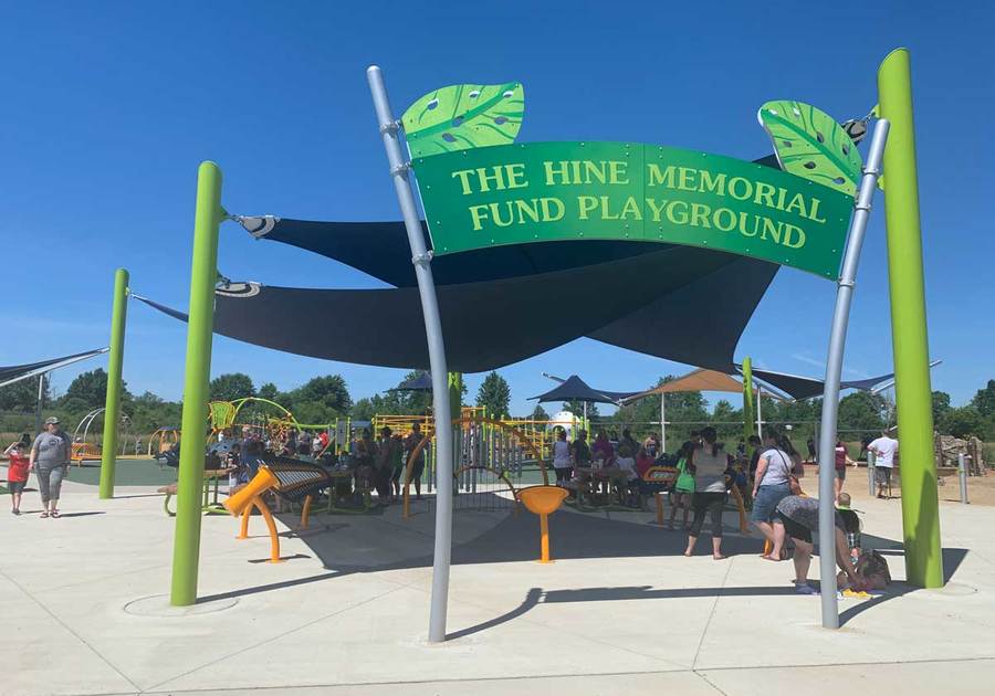 Kids enjoying the Hine Memorial all abilities playground.